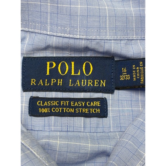 Polo Ralph Lauren Mens Classic Fit Easy Care Cotton Stretch Plaid Shirt 16 32 33 - Picture 4 of 8